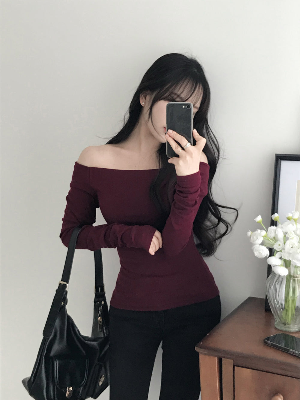 [Easy to Wear] Basic Off Shoulder Top 