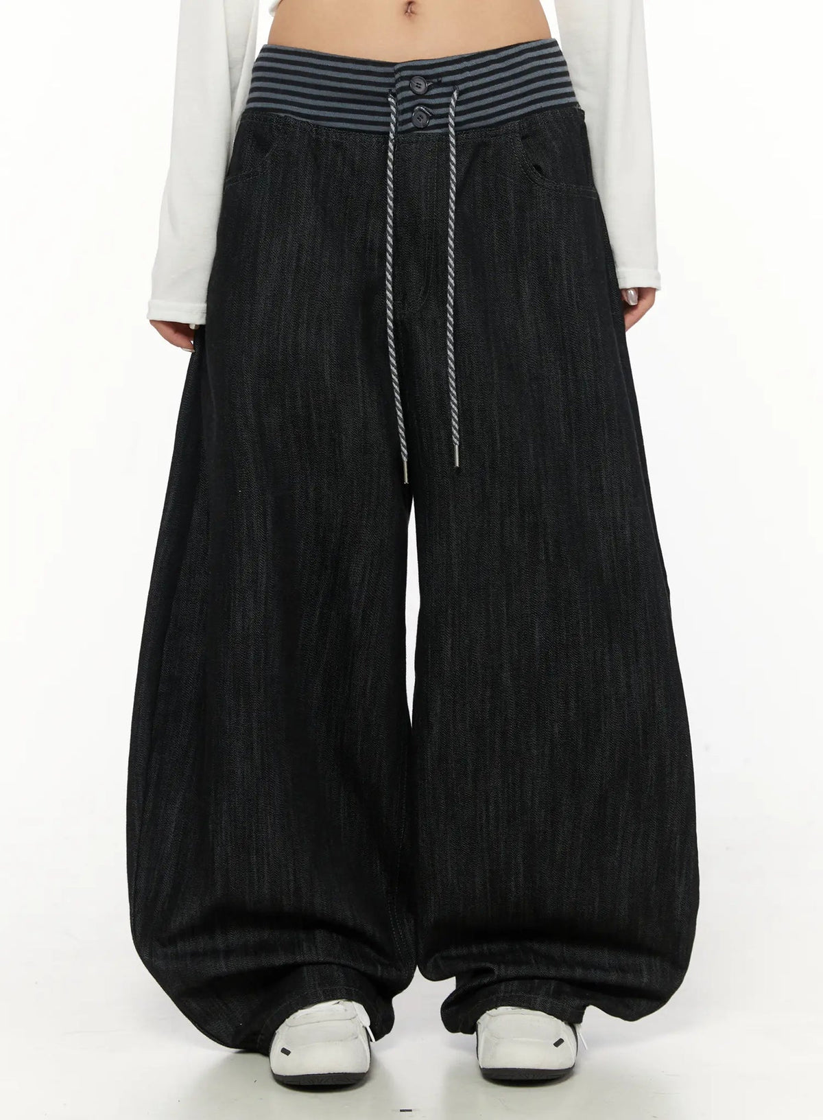 【條紋神褲】Stripe Wide Jeans