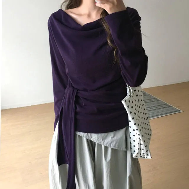 【🍇秋冬新色】Drape Ribbon Top