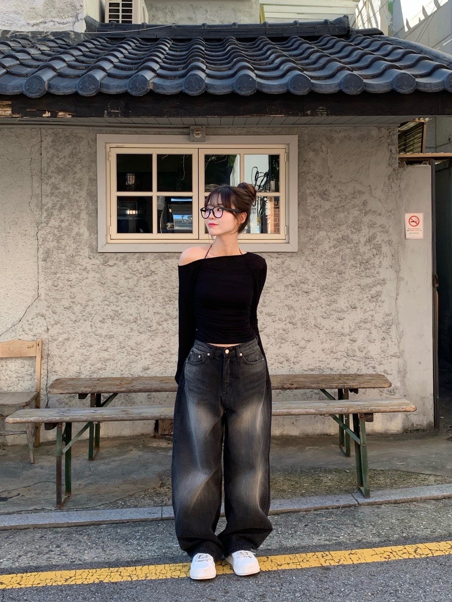 【🖤y2k vibe】Back Wide Jeans