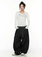 【條紋神褲】Stripe Wide Jeans