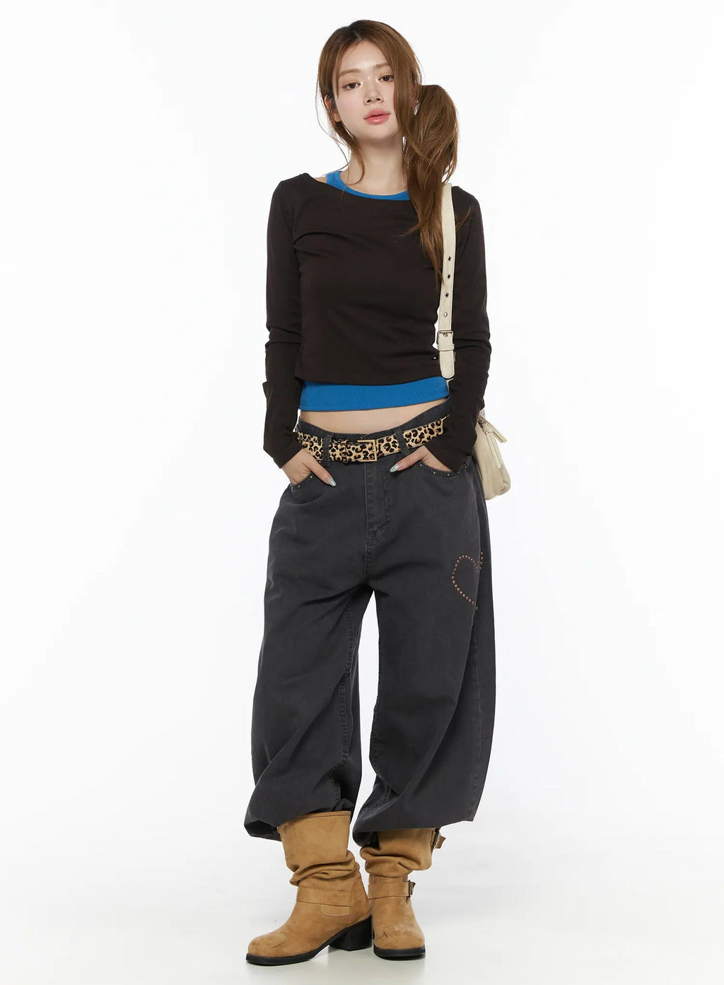 Heart Stud Wide Jeans