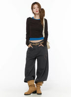 Heart Stud Wide Jeans