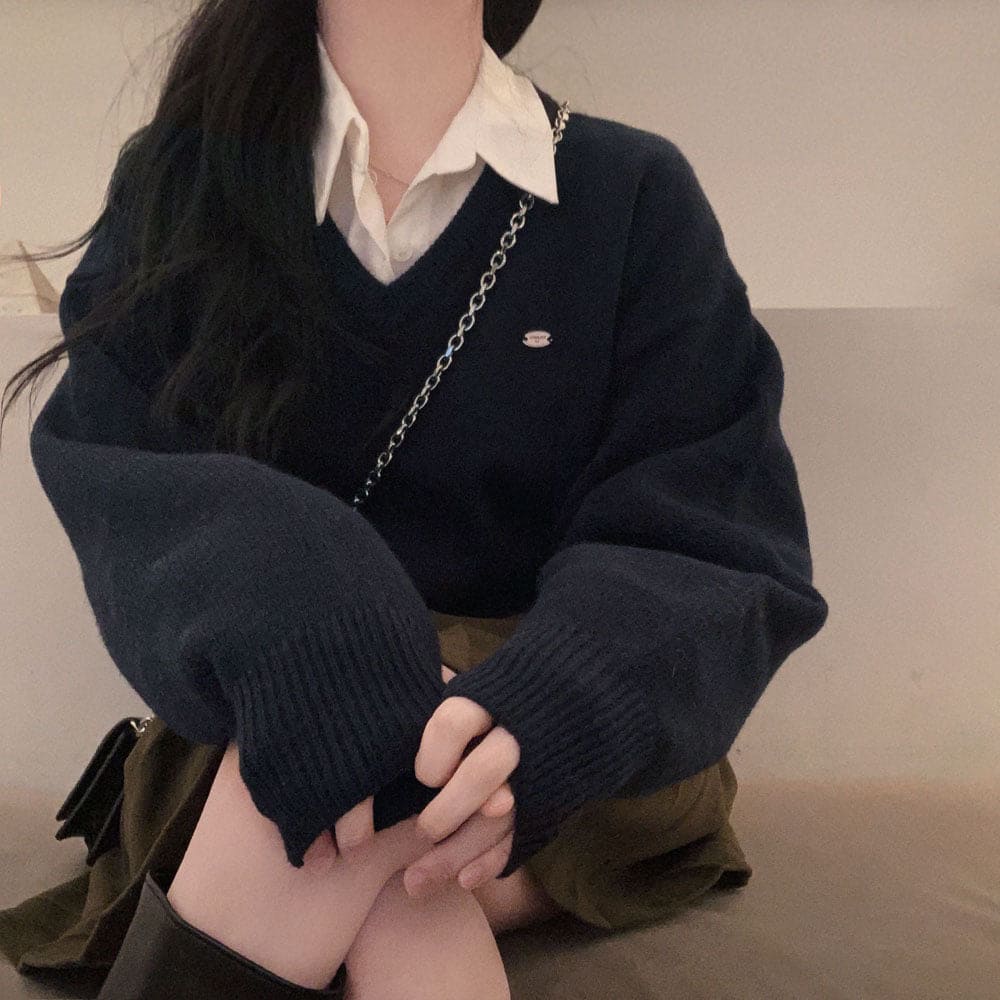 【🌷New Spring Arrivals】Label V-Neck Knit 