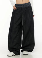 【條紋神褲】Stripe Wide Jeans