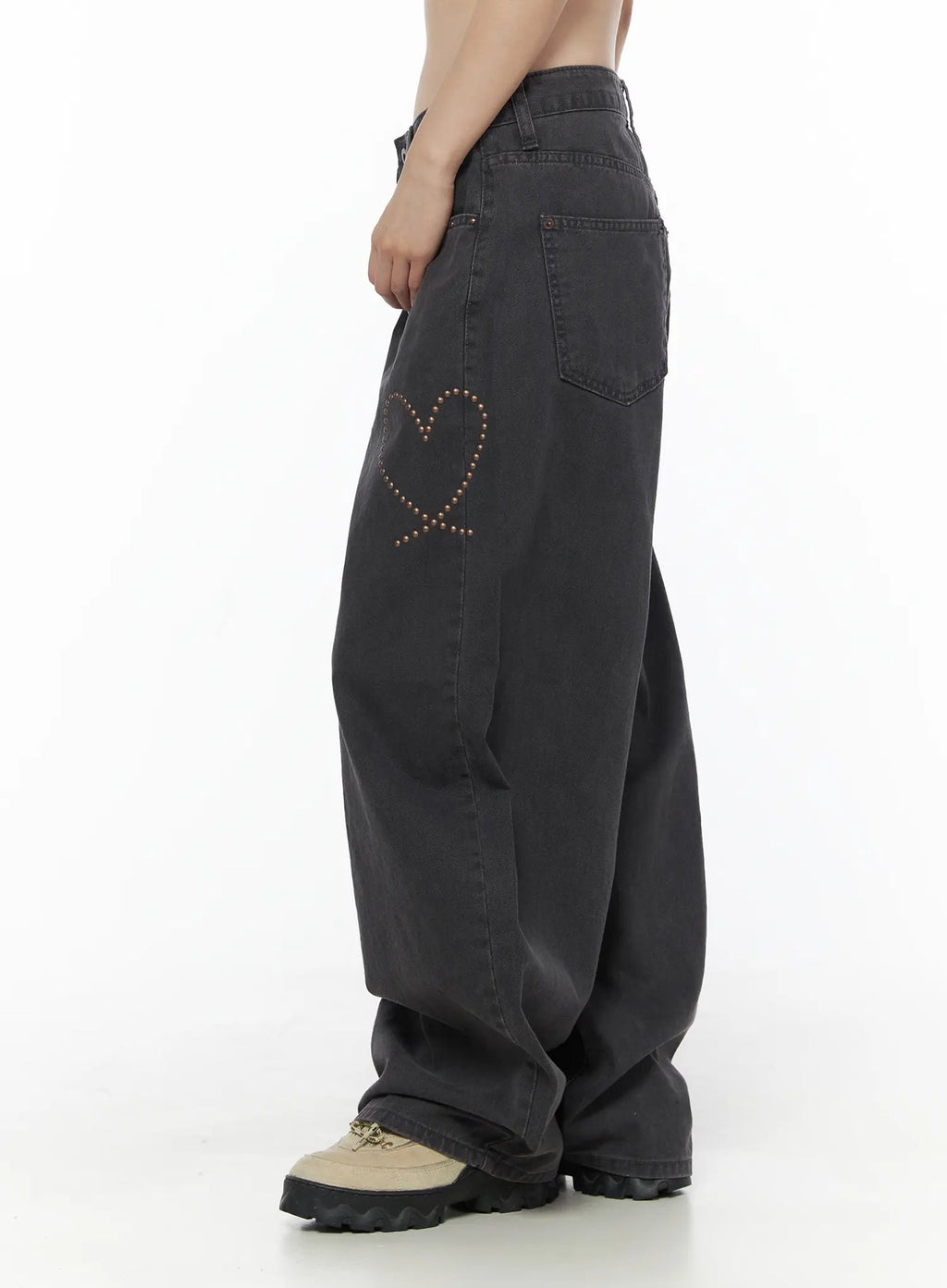 Heart Stud Wide Jeans