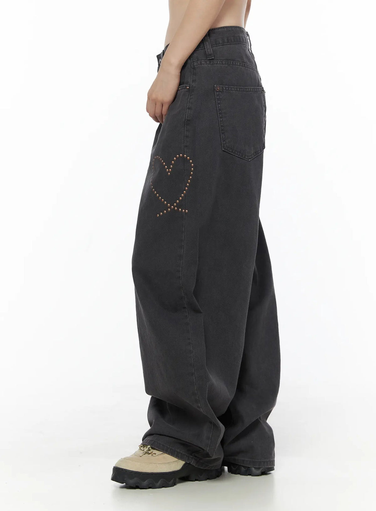 Heart Stud Wide Jeans