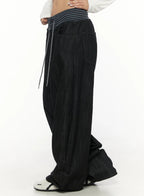 【條紋神褲】Stripe Wide Jeans