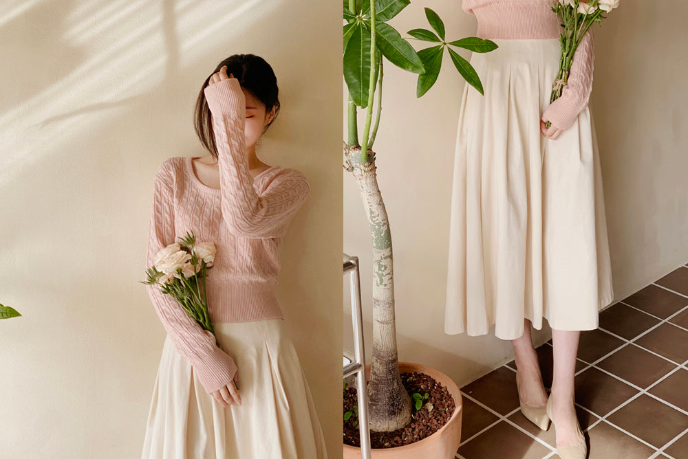 【🌷Soft】Pretzel Cable U-Neck Knit