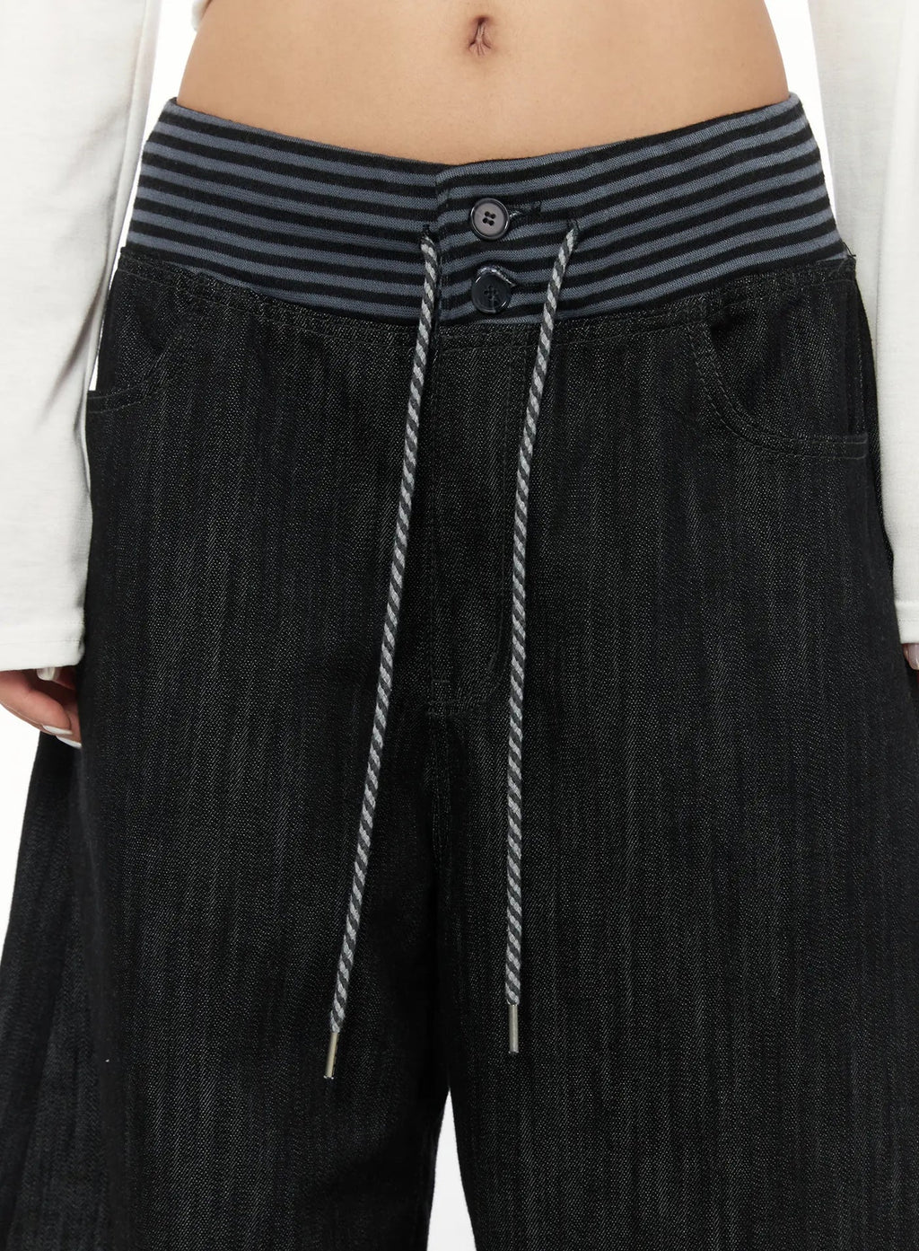 【條紋神褲】Stripe Wide Jeans