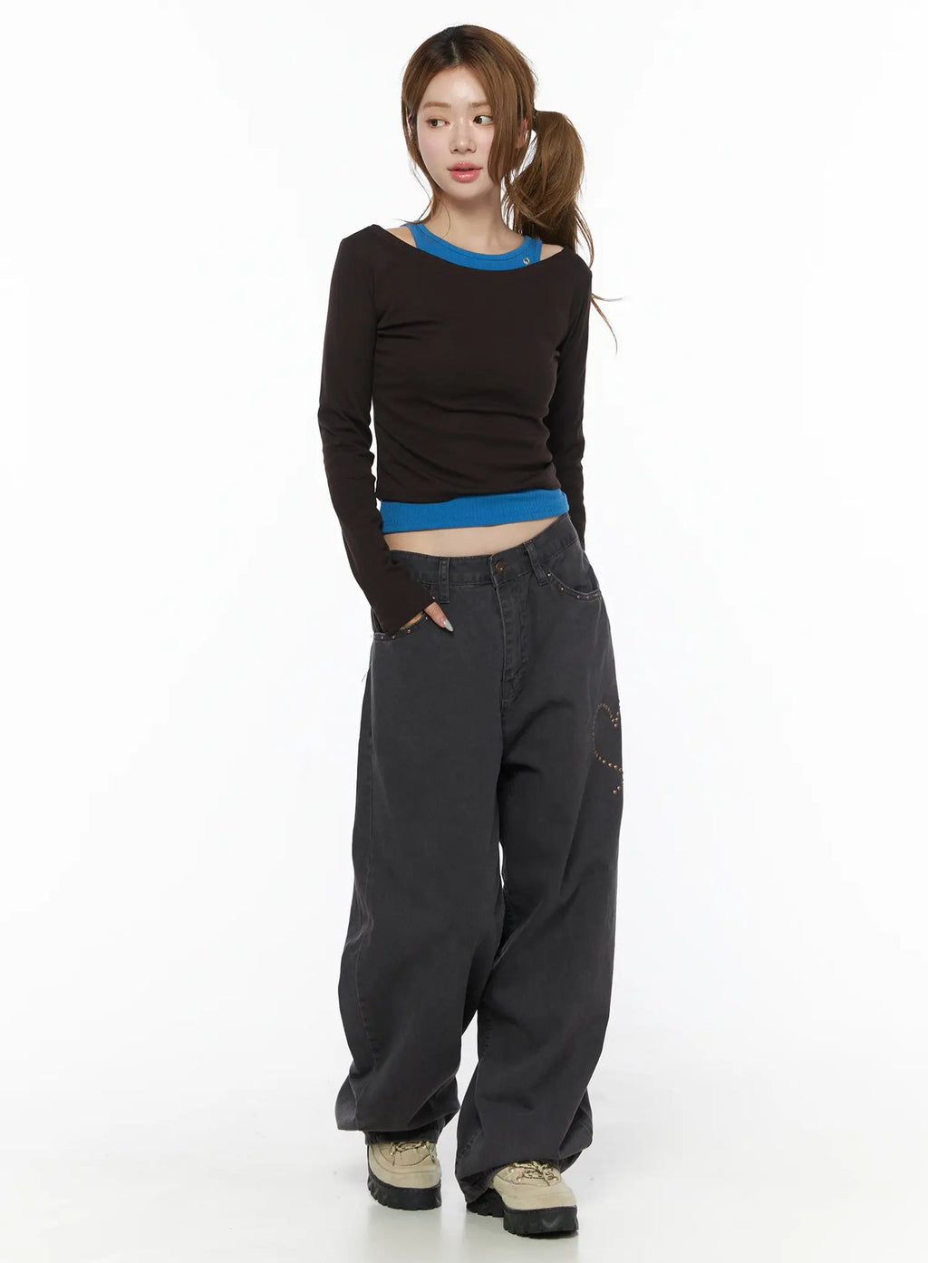 Heart Stud Wide Jeans