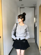 【🤎y2k vibe】Suede Lace Belt Skirt 