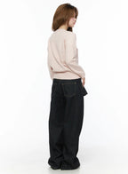 Non-Fade Layered Wide Jeans