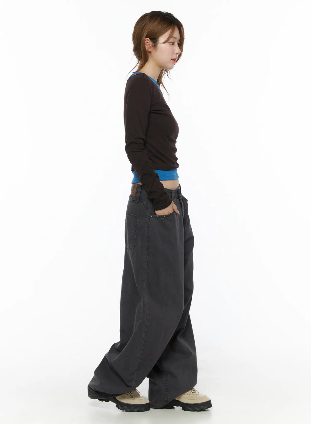 Heart Stud Wide Jeans