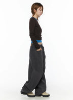 Heart Stud Wide Jeans