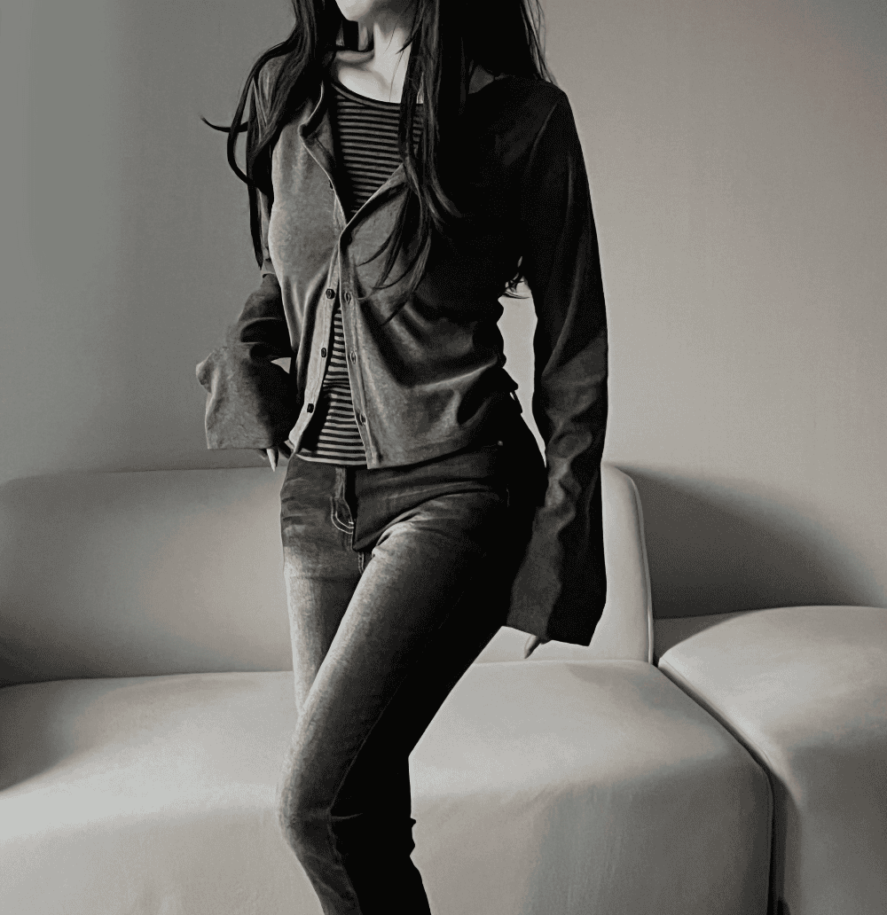 [Y2K Preppy Style] Stripe Layered Cardi Set 