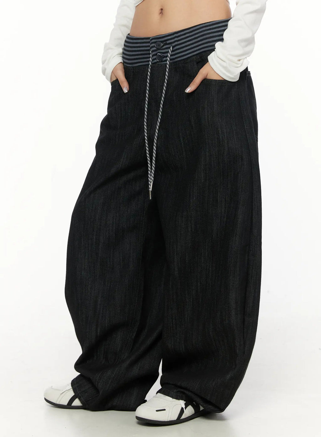【條紋神褲】Stripe Wide Jeans