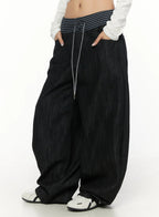 【條紋神褲】Stripe Wide Jeans