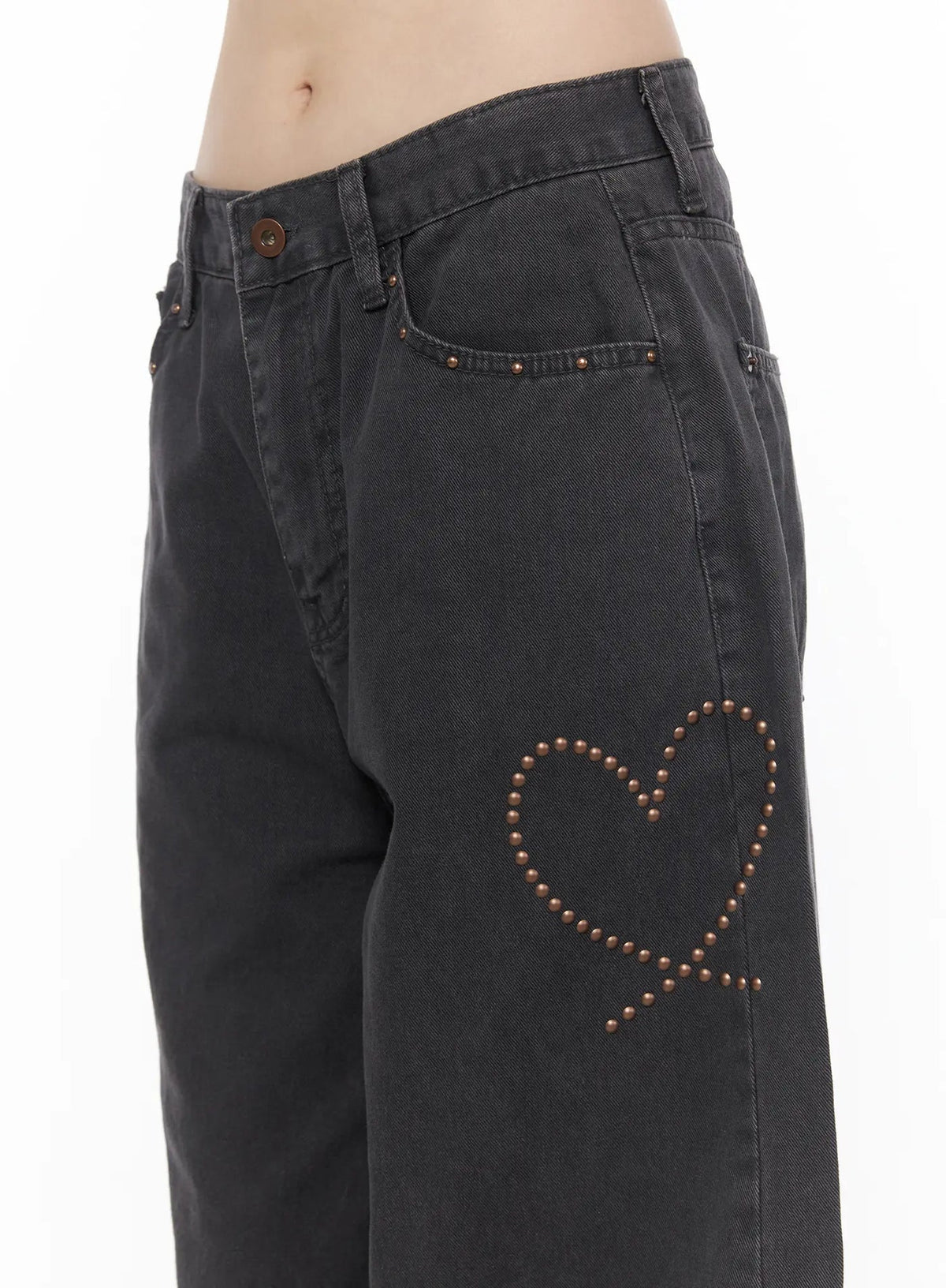 Heart Stud Wide Jeans