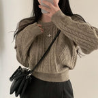 Autumn/Winter Color-Coated Cable Knit Tops
