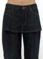 Non-Fade Layered Wide Jeans
