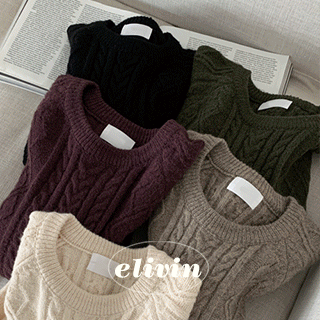 Autumn/Winter Color-Coated Cable Knit Tops