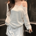 【🥛透膚條紋】Loose Fit Stripe Knit