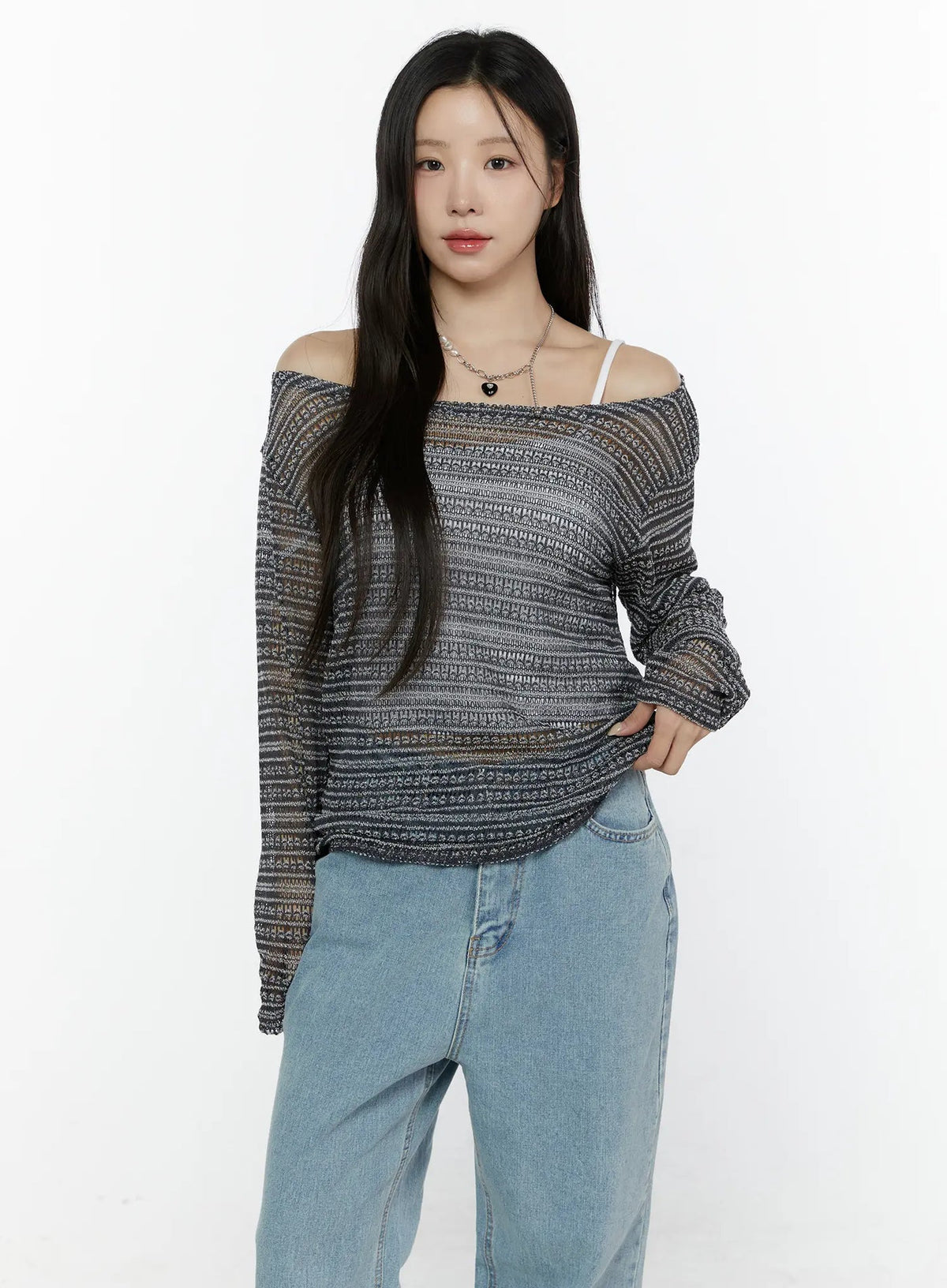 【🥛透膚條紋】Loose Fit Stripe Knit