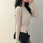 【🍇修身露肩】Boatneck Twisted Top