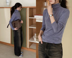 Korean-style MADE! Soft, fitted, brushed fleece turtleneck tee