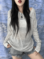 【🩶y2k vibe】Linen Loose Fit Knit 