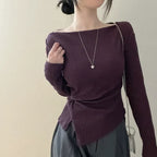 【🍇修身露肩】Boatneck Twisted Top