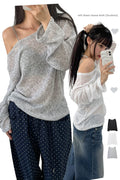 【🩶y2k vibe】Linen Loose Fit Knit 
