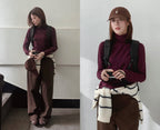 Korean-style MADE! Soft, fitted, brushed fleece turtleneck tee