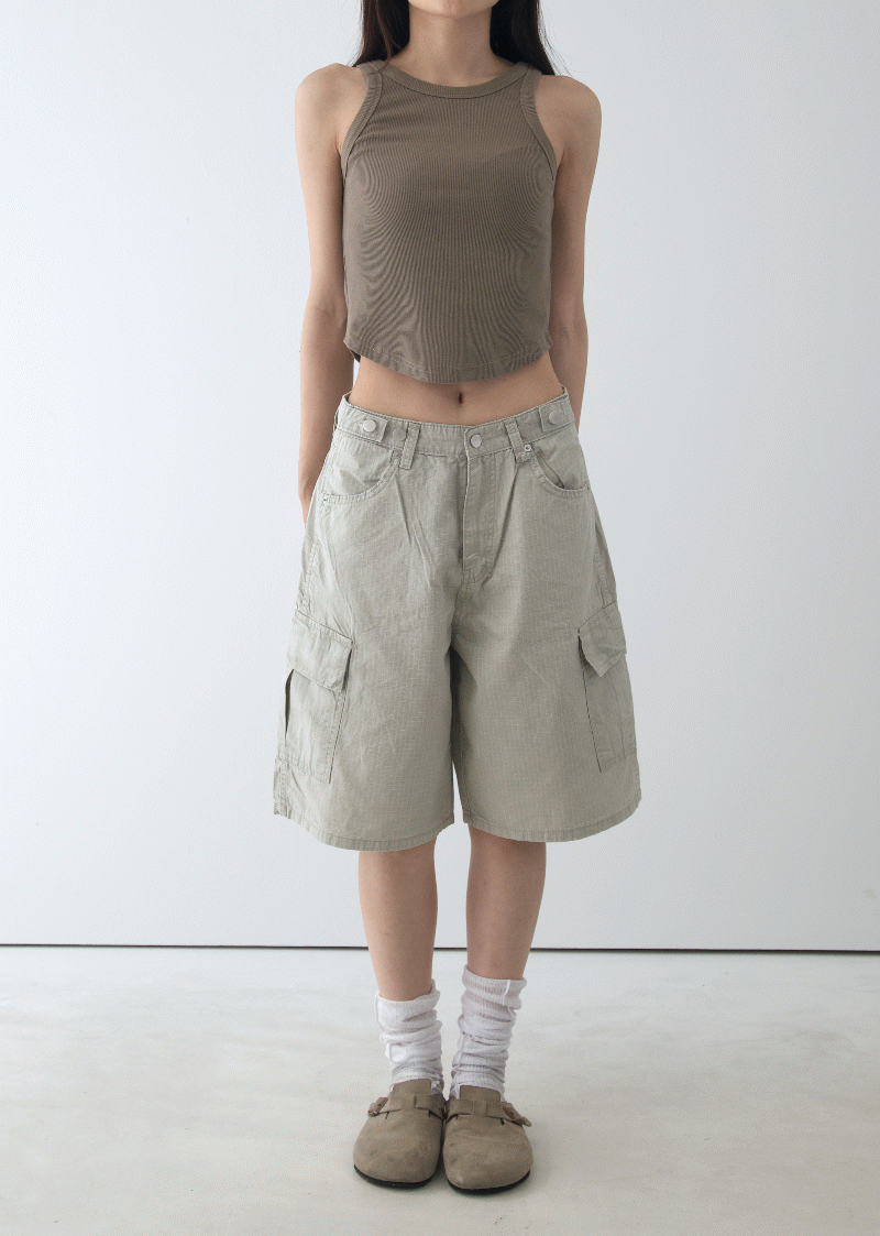 【🩶y2k】Cotton Cargo Half Pants 
