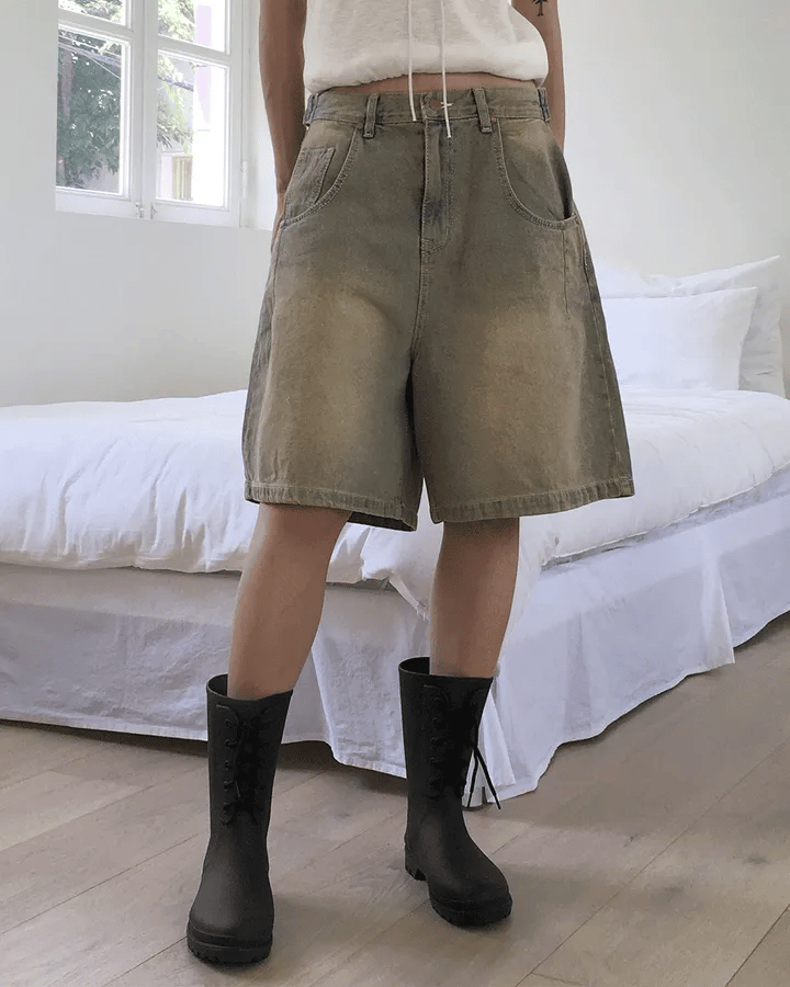 【🤍y2k Summer】Cargo Wide Half Pants 