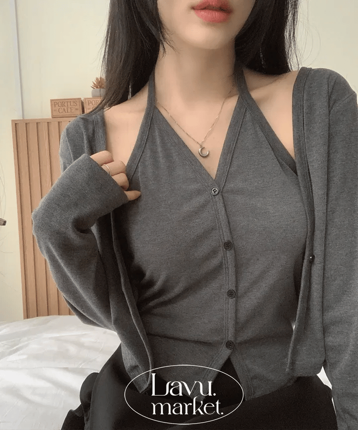 【🩶y2k series】 Halter Layered Cardigan 