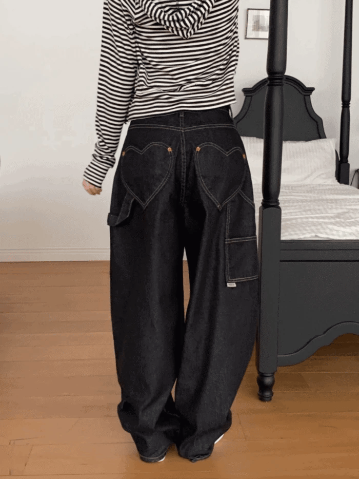 【🩶Heart Pocket Jeans】 