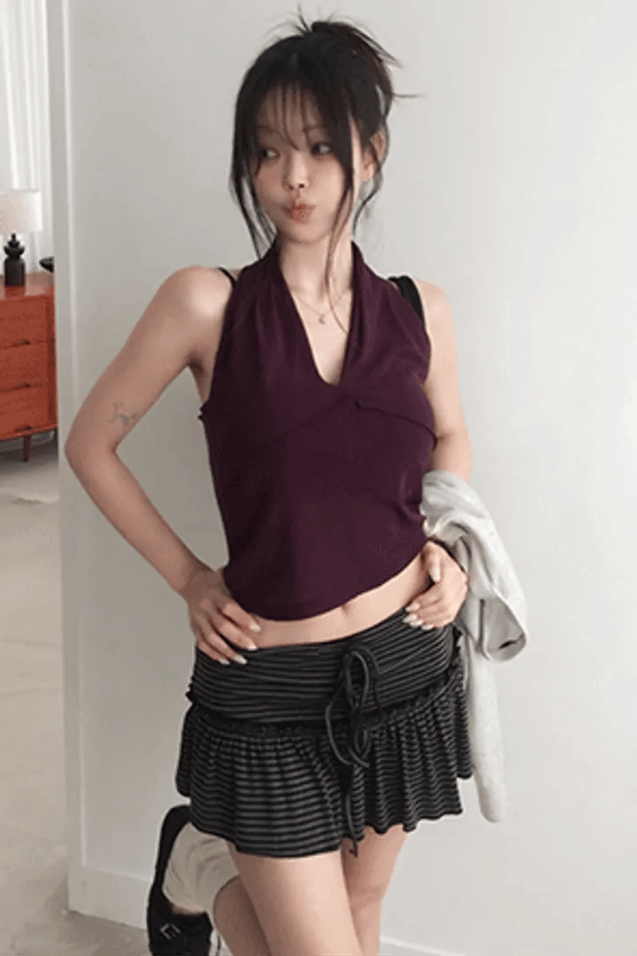 【夏日背心】Slip-on Halter Mesh Top