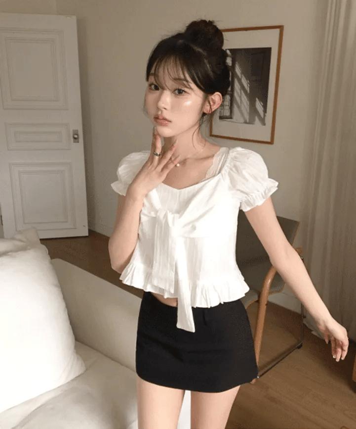 【夏日芭蕾風】Ribbon Puff Blouse