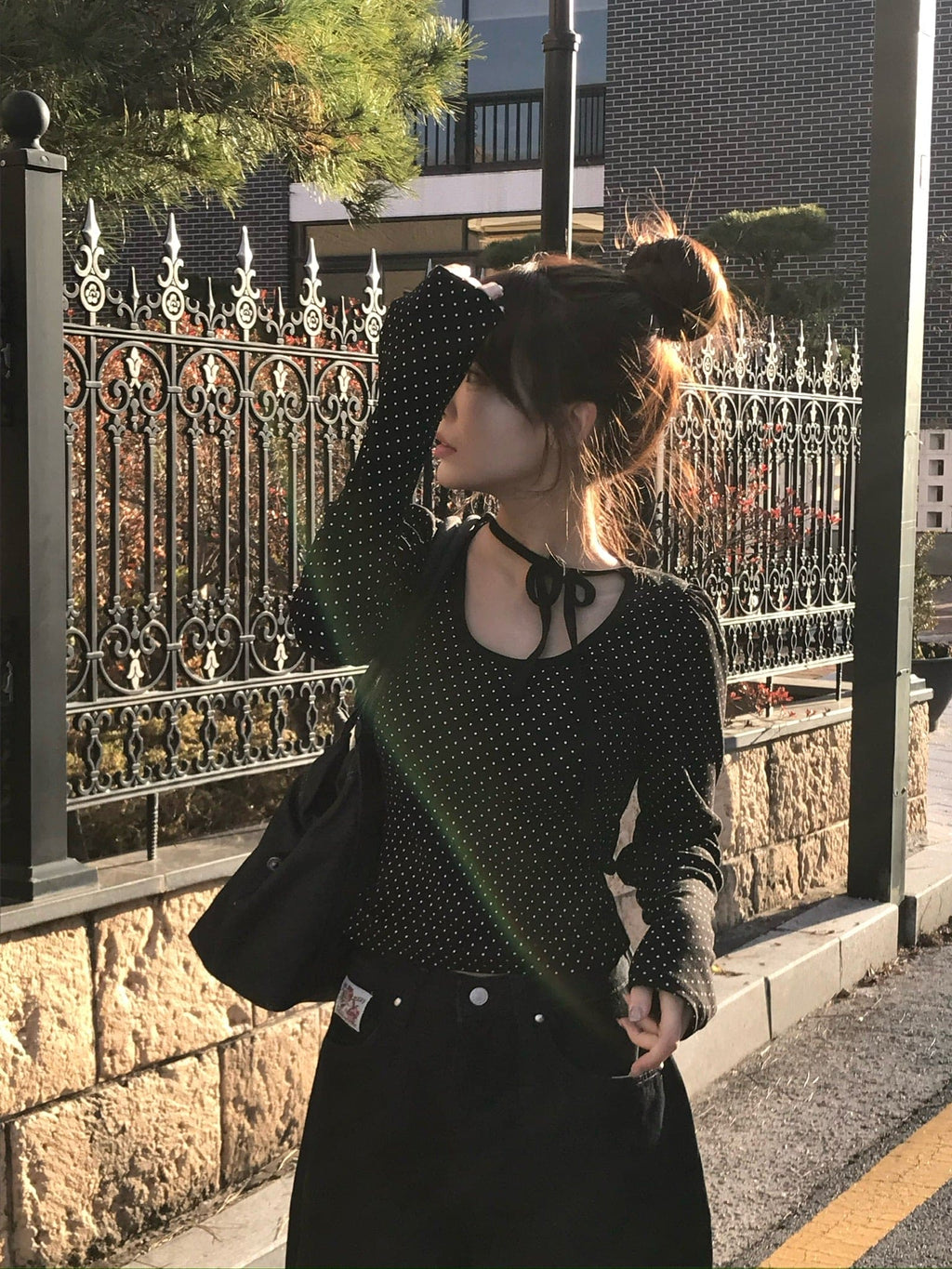 【🖤Sweet and Cool Touch】Dot Choker Top 