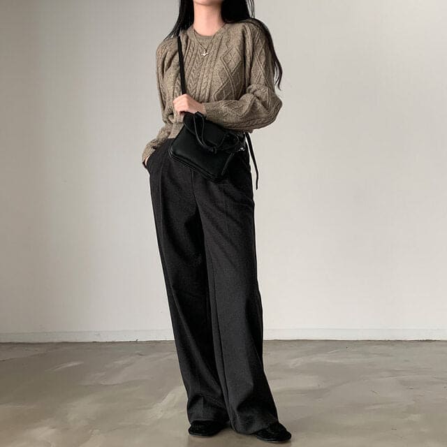 Autumn/Winter Color-Coated Cable Knit Tops