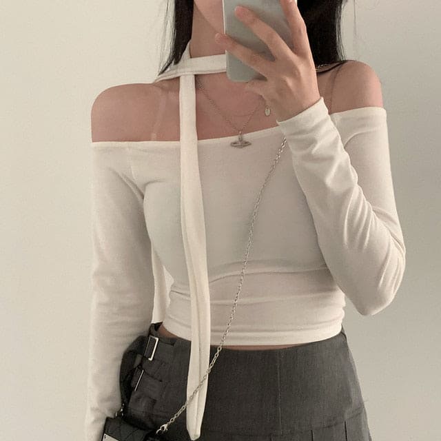 Tie Strap Off Shoulder Set 