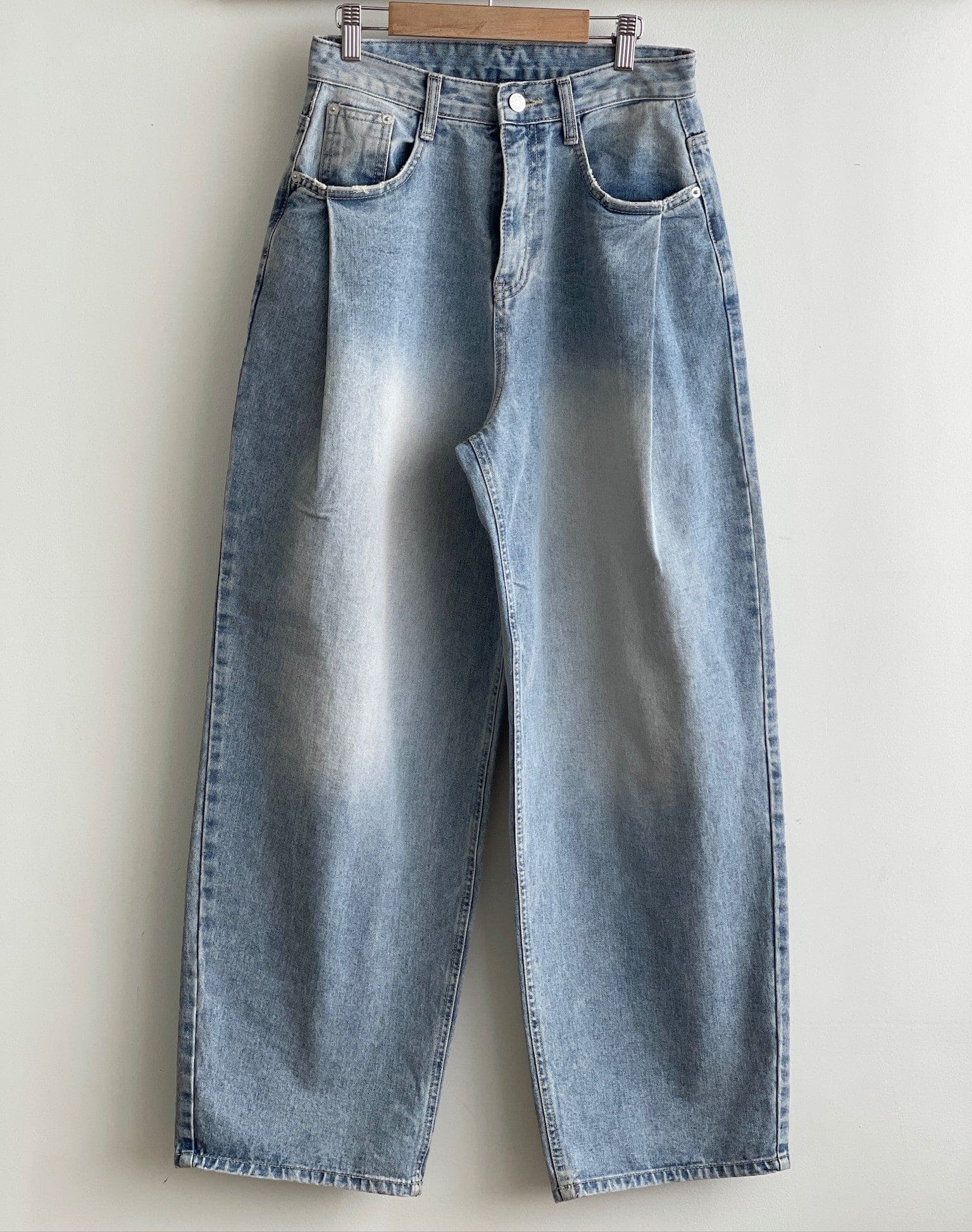 [Lazy Style] Pintuck Balloon Wide Denim