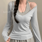 【韓式約會感】Halter V Neck T-shirts