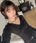 【🤍Korean Style Polka Dot Tee】Dot Lace Tee 
