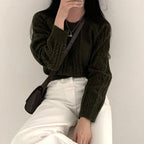 Autumn/Winter Color-Coated Cable Knit Tops