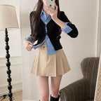 Y2K High-Waisted Single-Button Mini Skirt