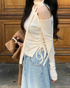 【ONNI Elegance】Shirring Ribbon Knit Set 