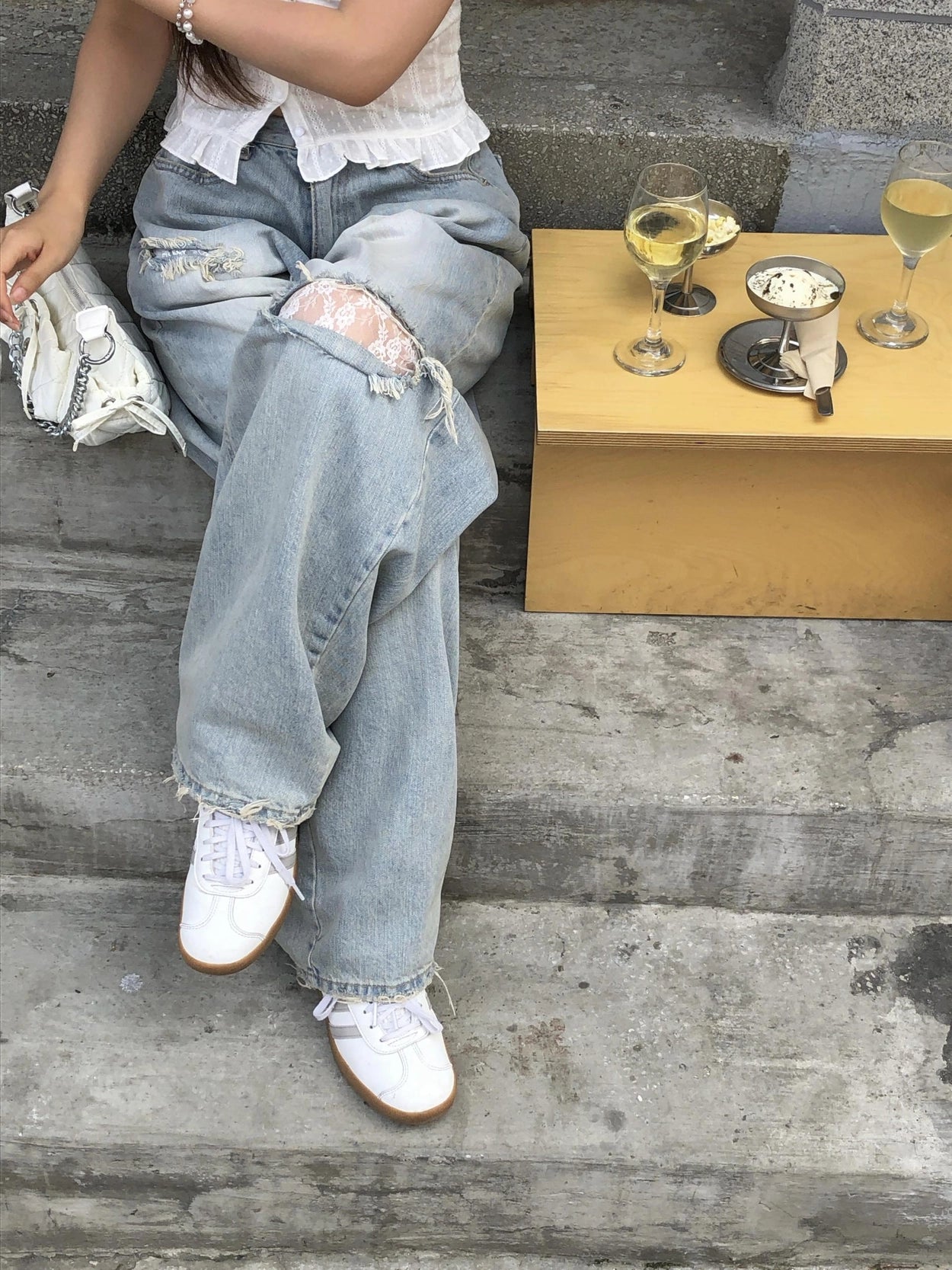 【OOTJ】Damaged Washing Wide Denim 